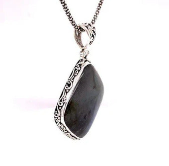 SS 30mm Cushion Cut Labradorite "Payung Pendant"