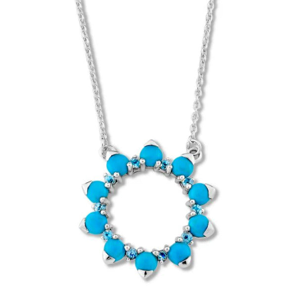 SS Sleeping Beauty Turquoise and Blue Topaz "Lumut Necklace"
