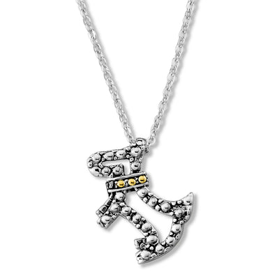 SS & 18K Yellow Gold Dog "Basuki Pendant"
