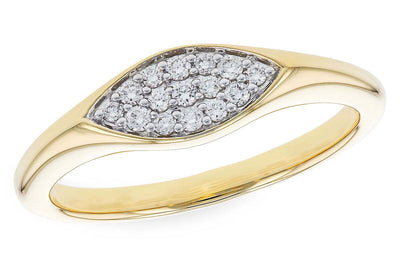 14K Yellow Gold Pave Diamond Marquise Style Fashion Ring (Size 7)