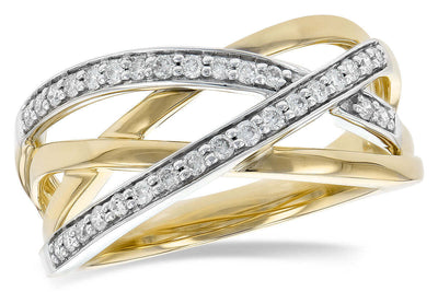 14K Two-Tone Gold Diamond CriSS-CroSS Ring