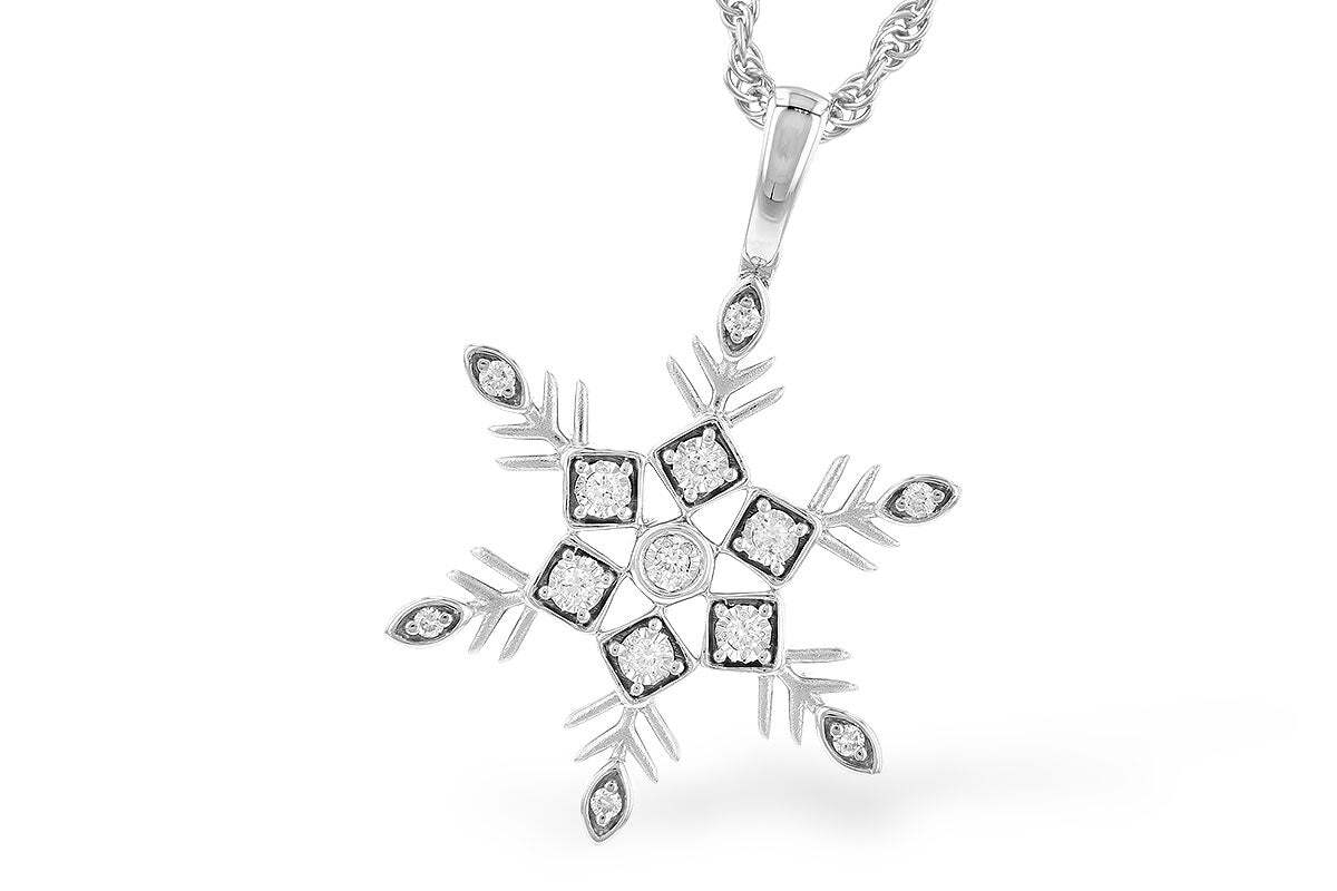 14K White Gold Diamond Snowflake Necklace (18 inches)