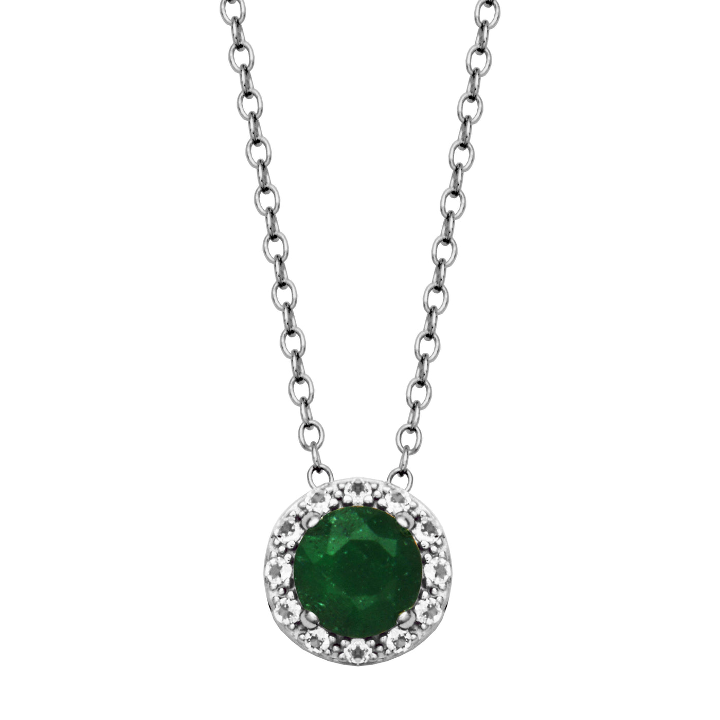 SS Dyed Green Corundum & White Topaz "Dazzle" Necklace