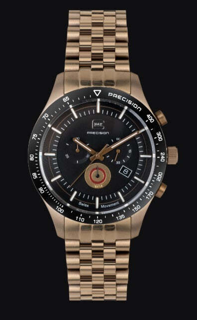 Gent's Coyote-Tone StainleSS Steel Glock Watch with Black Dial