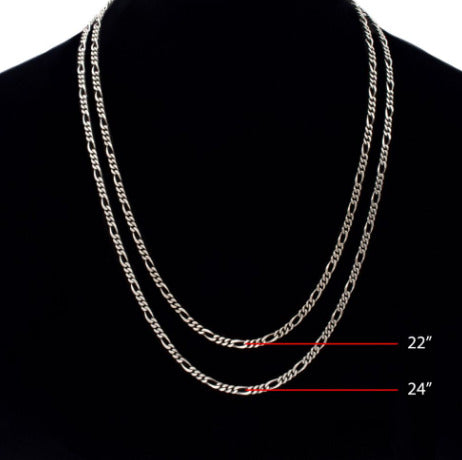 5.5mm SS Black Rhodium Plated Satin Finish Figaro Chain, 22"