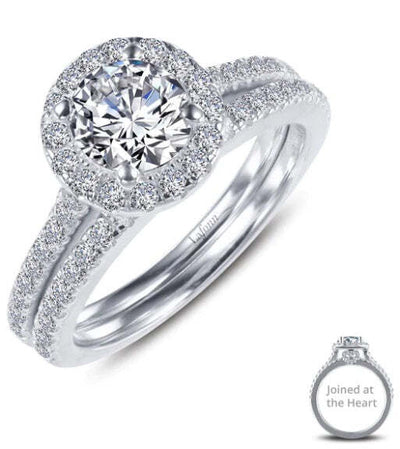 SS Bonded with Platinum 1.72ctTW Round LaSSaire Wedding Set
