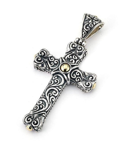 SS 18K Yellow Gold Bali Design "Qua Pendant" CroSS