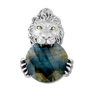 SS & 18KY Lion "Ranakah" Pendant With Labradorite Stone