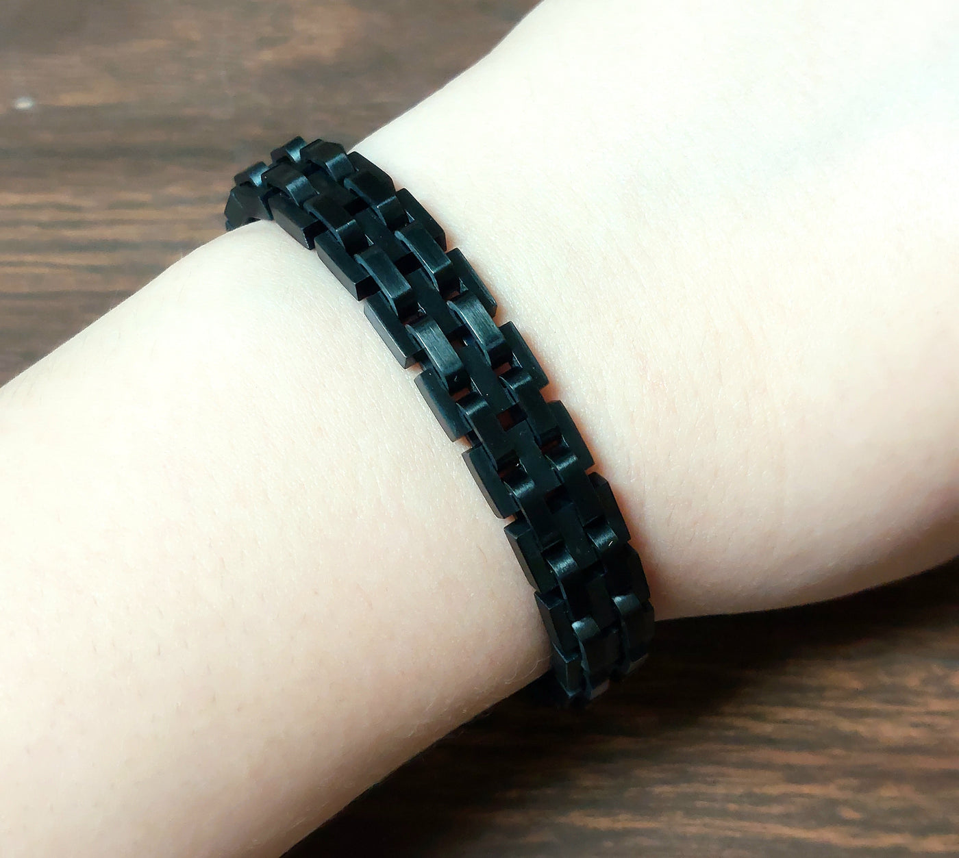 Matte Black Stainless Steel Link Bracelet