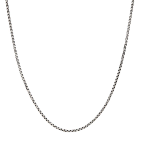 Sterling Silver Black Rhodium Plated Satin Finish Box Chain, 22"