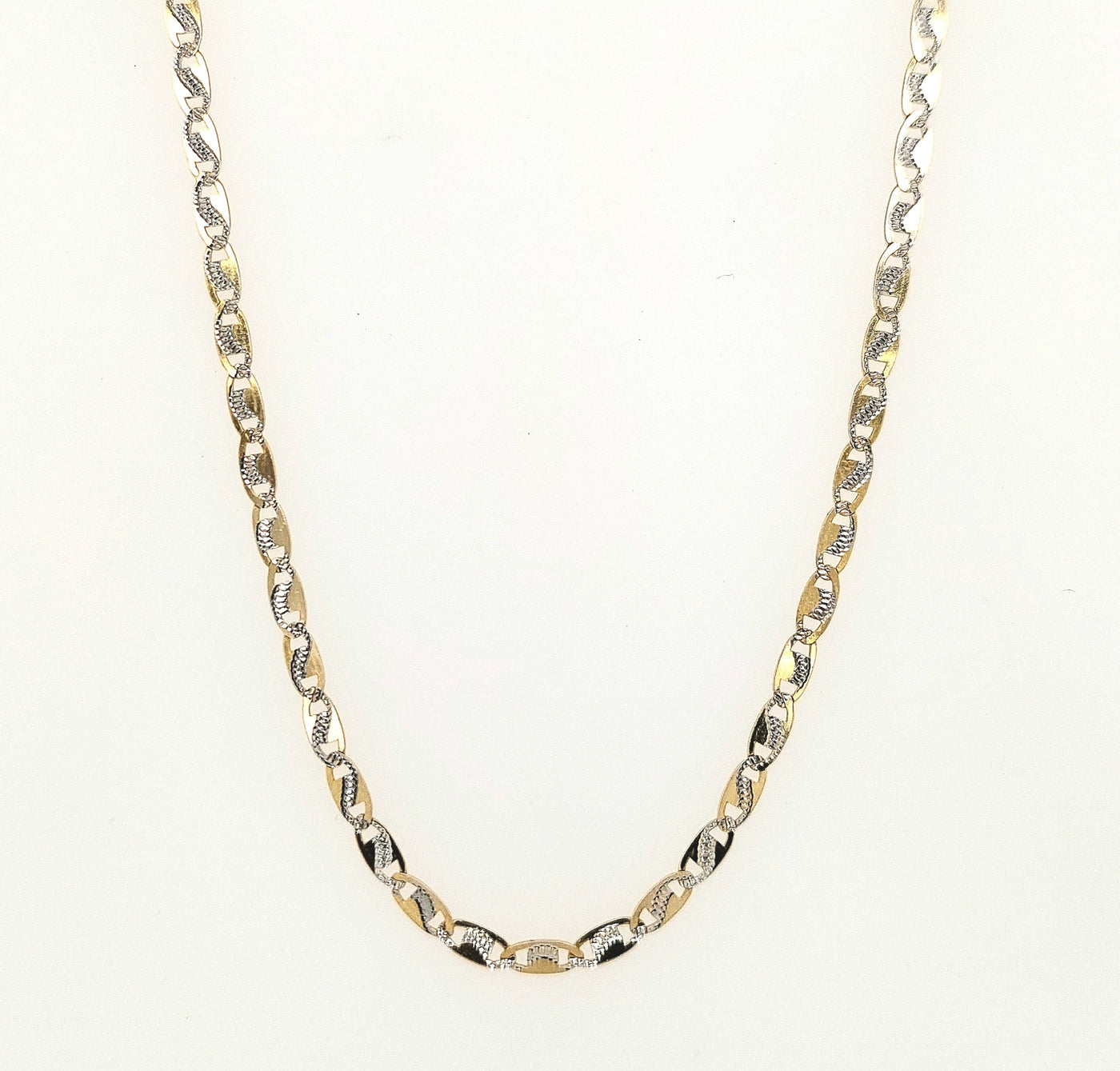 14K 2.5mmTwo-Tone Valentino Chain Length:22in Gram Weight:5.4g