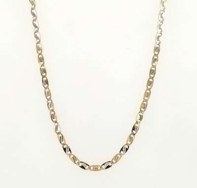 14K 2.5mmTwo-Tone Valentino Chain Length:22in Gram Weight:5.4g