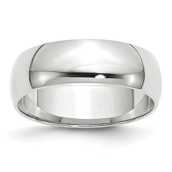 14k White Gold 65mm Lightweight Half Round Wedding Band