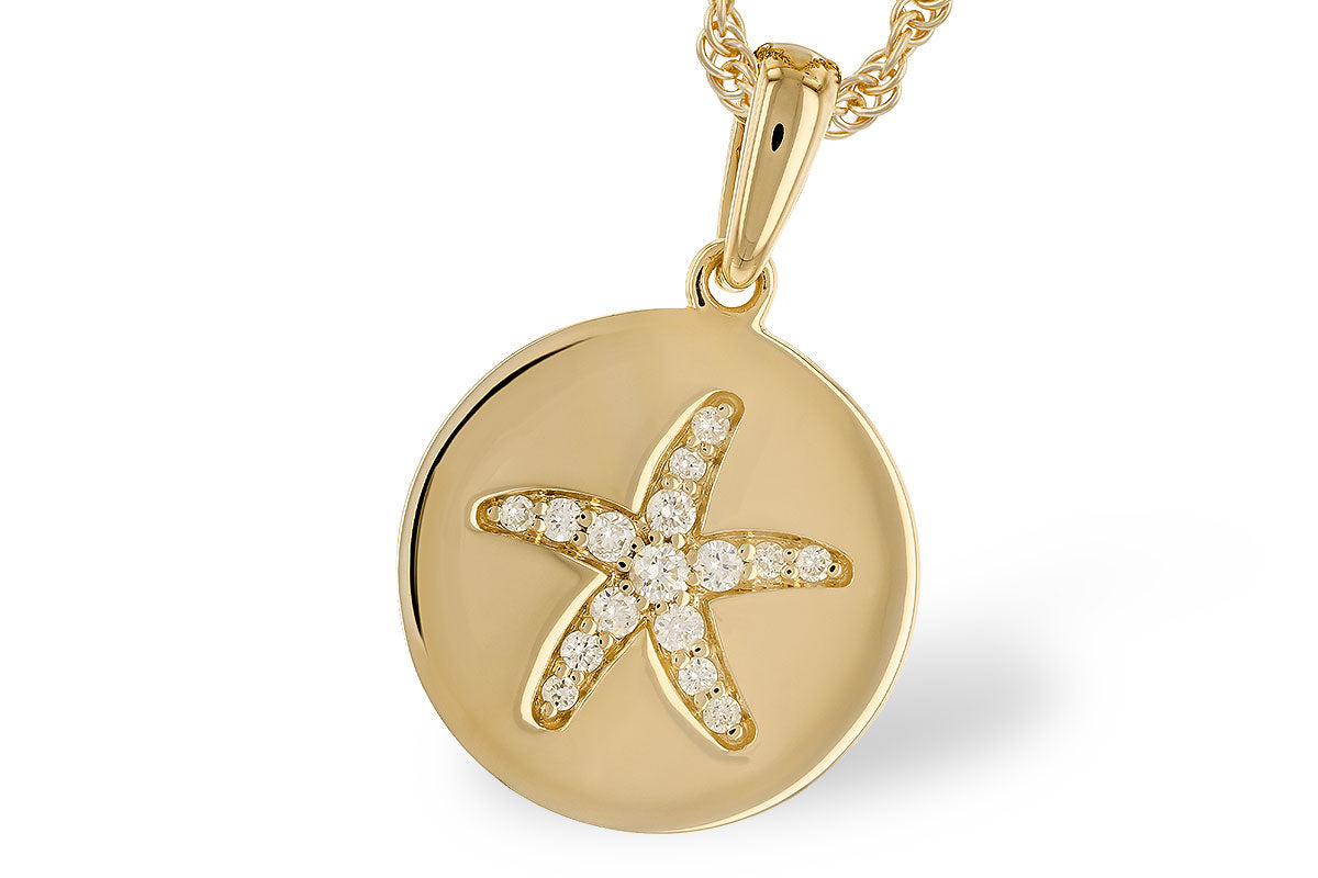 14KY Diamond Starfish Necklace (18 inches)