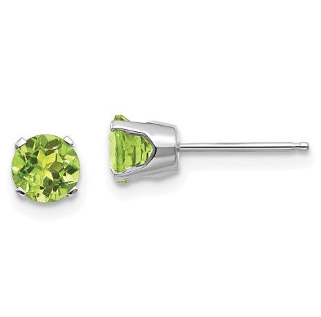 14k White Gold 5mm Peridot Stud Earrings