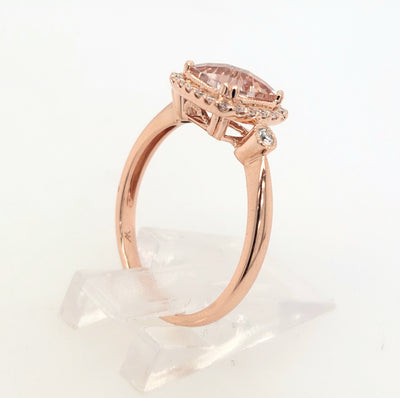 14KR Diamond and Morganite Engagement Ring (Size 7)