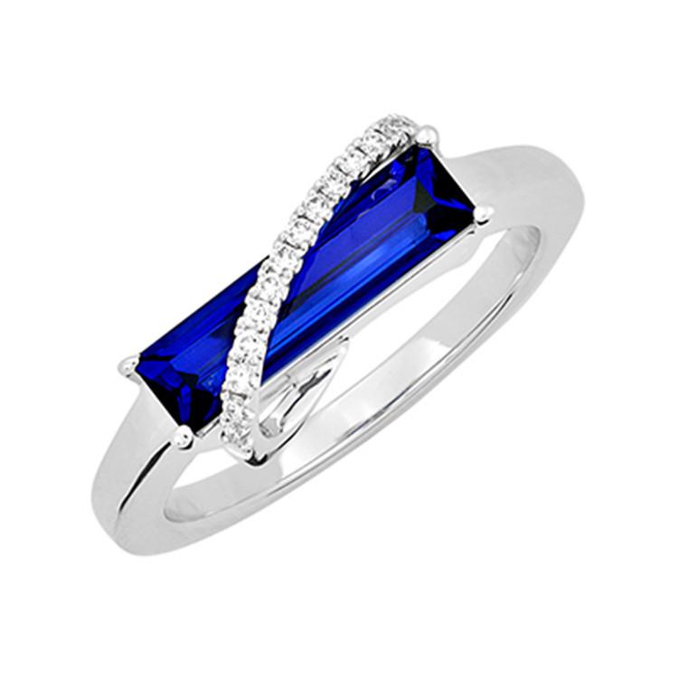 14KW Chatham Lab-Grown Blue Sapphire Ring