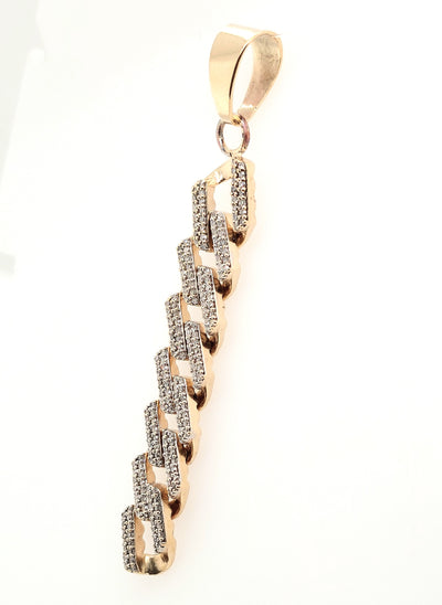 14KY Pave Link Drop Diamond Pendant