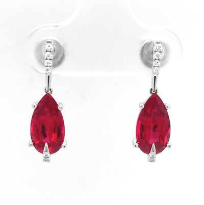 14KW Chatham Lab-Grown Ruby Earring Pair