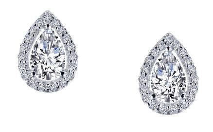 SS Lafonn Lassaire Pear-Shaped Halo Earring Pair