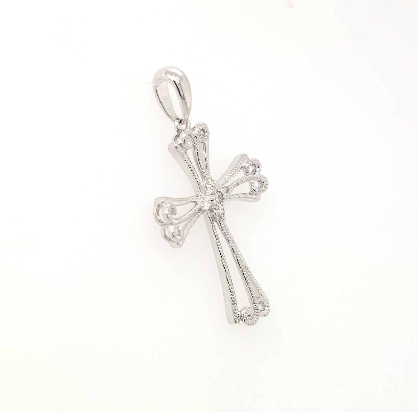 14KW Diamond Filigree Cross Pendant