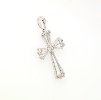 14KW Diamond Filigree Cross Pendant