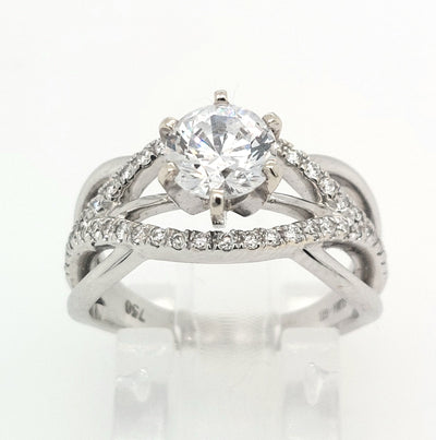 18KW Twisted Split-Shank Diamond Semi-Mount Engagement Ring