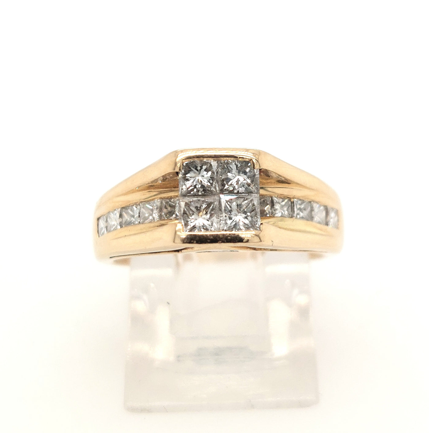 14KY Square Cluster Diamond Engagement Ring Size:6