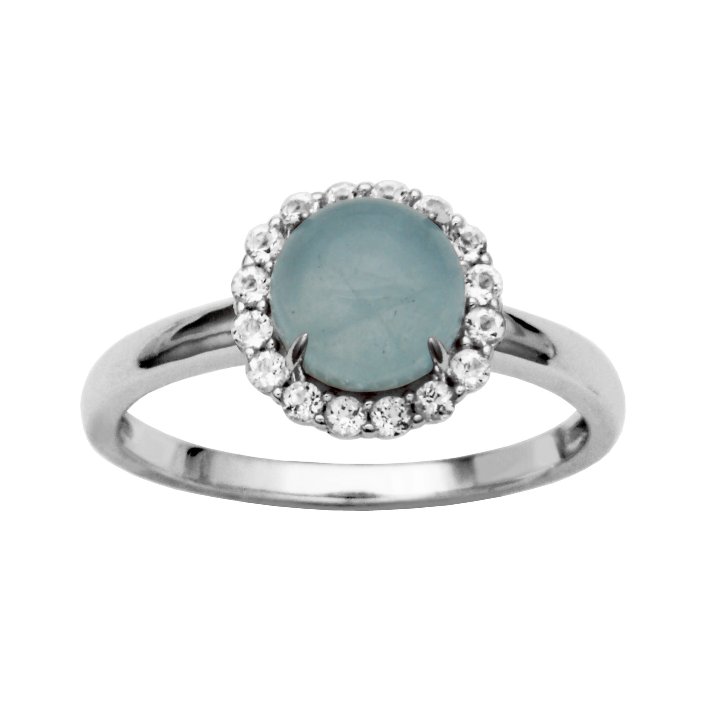 Sterling Silver Milky Aquamarine & White Topaz Ring