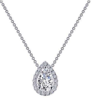 SS Lafonn Lassaire Pear-Shaped Halo Necklace