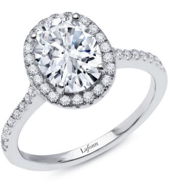 SS Lafonn Lassaire Oval Halo Engagement Ring