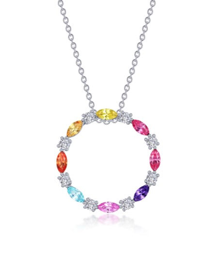 Fancy Lab-Grown Sapphire Open Circle Necklace