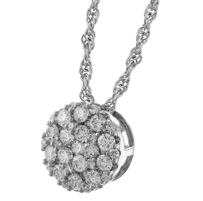 14KW Round Diamond Cluster Necklace (18 inches)