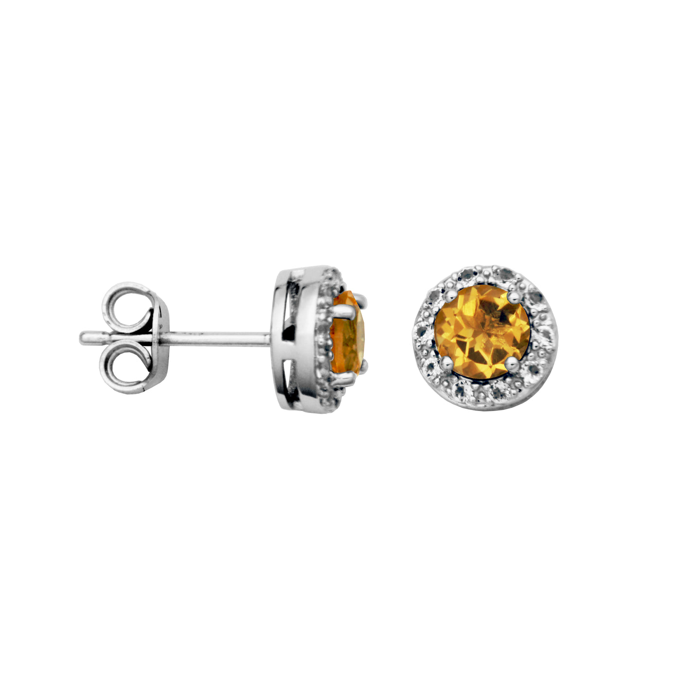 Sterling Silver Citrine & White Topaz "Dazzle" Studs