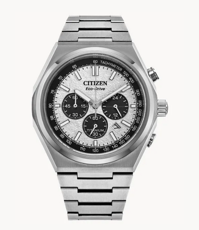 Gents Titanium Citizen Eco-Drive "Zenshin Chrono" with Textured Silver-White Dial