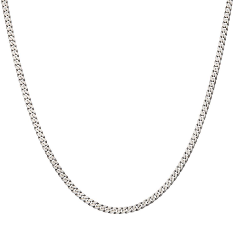 4.4mm Sterling Silver Black Rhodium Plated Satin Finish Diamond Cut Curb Chain, 24"