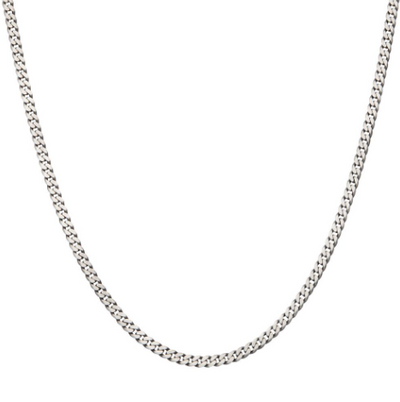 4.4mm Sterling Silver Black Rhodium Plated Satin Finish Diamond Cut Curb Chain, 22"