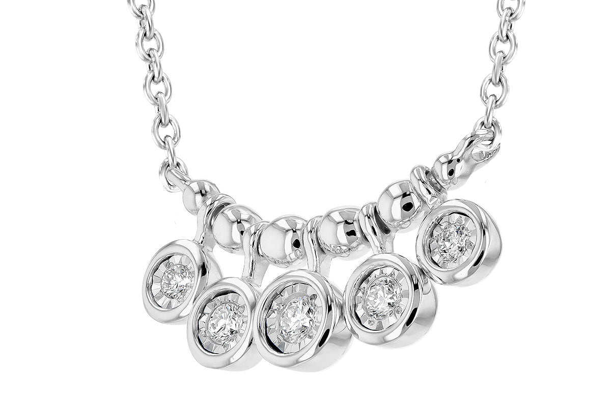 14KW Beaded Diamond Dangle Necklace (18 inches)