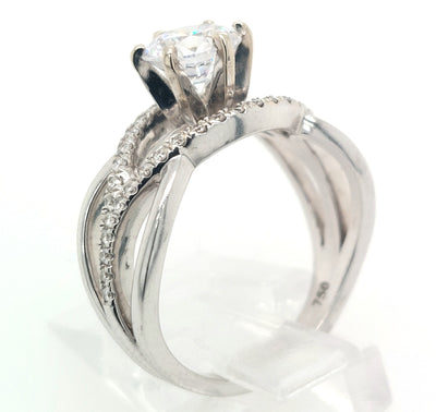 18KW Twisted Split-Shank Diamond Semi-Mount Engagement Ring