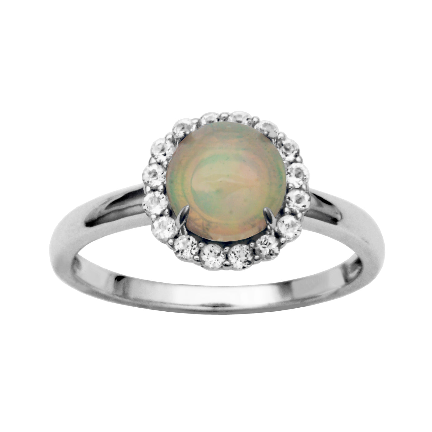 Sterling Silver Ethiopian Opal & White Topaz "Dazzle" Ring