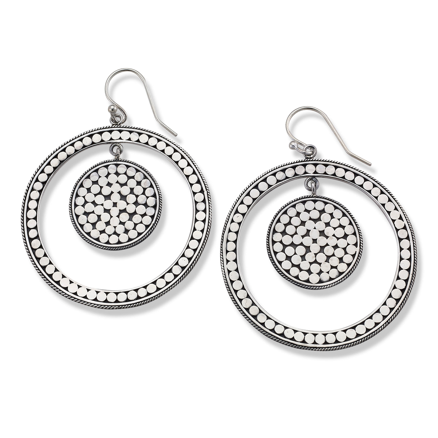 Sterling Silver Dot Design Round Open "Eternal Earrings"