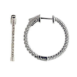 14KW Diamond Hoop Earring Pair 0.60ctTW