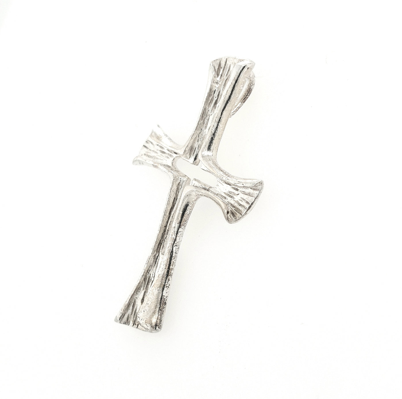 Sterling Silver Wood Grain Cross Within a Cross Pendant