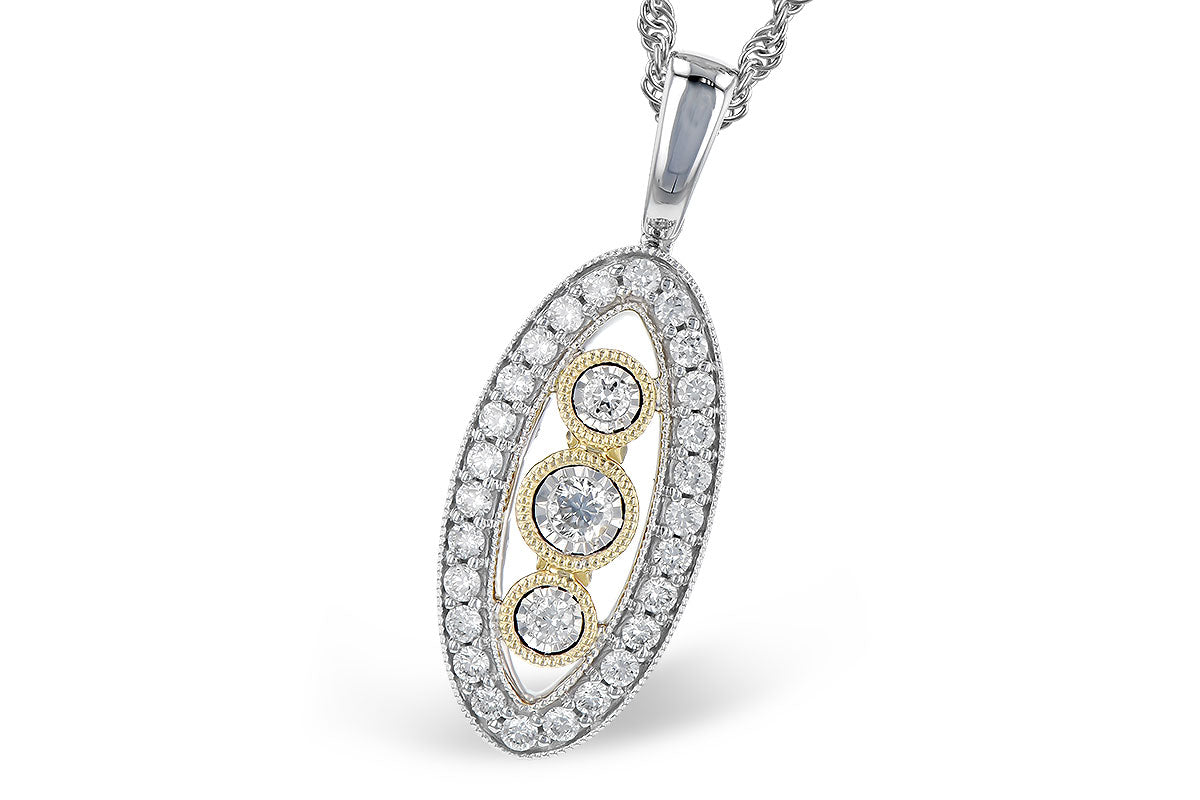 14K Two-Tone Oval Diamond Filigree Necklace