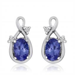 14KW Oval Tanzanite & Diamond Earring Pair