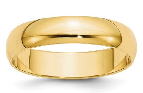 14KY 5mm Lightweight Half-Round Wedding Band Size: 6