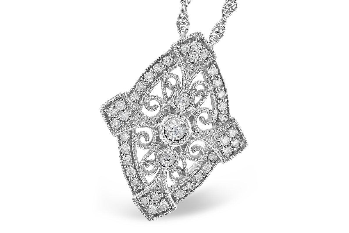 14KW Diamond Filigree Necklace Length:18in