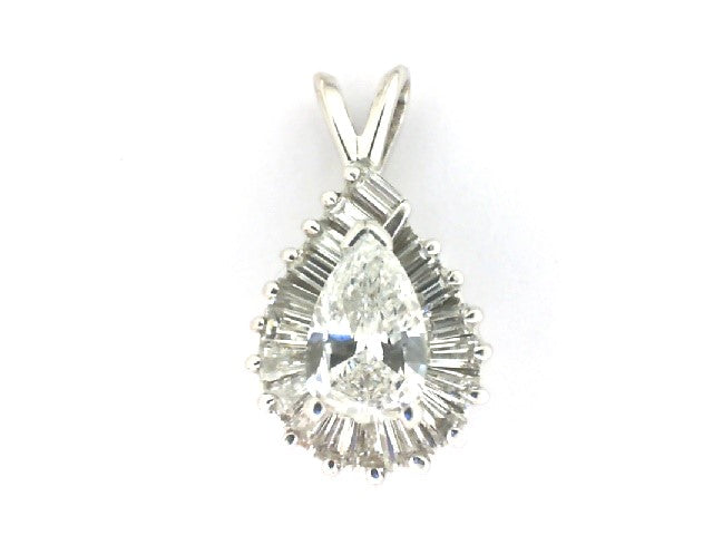 14KW 1.50ctTW  Pear-Shaped Diamond Pendant