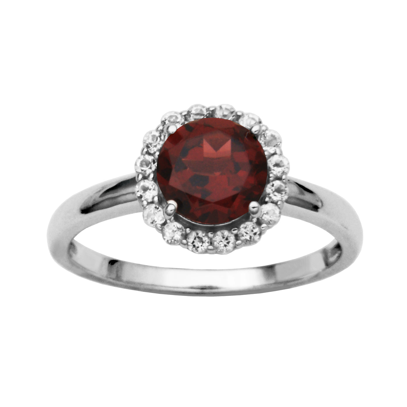 Sterling Silver Garnet & White Topaz "Dazzle" Ring