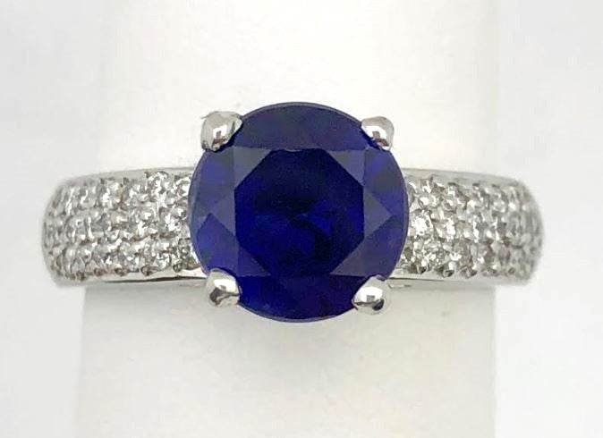 18KW Blue Sapphire & Diamond Ring